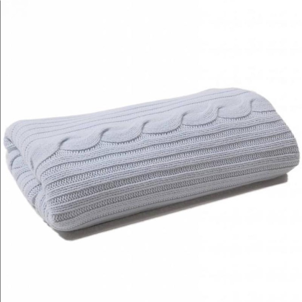 Rani Arabella Cashmere Throw Light Blue grey